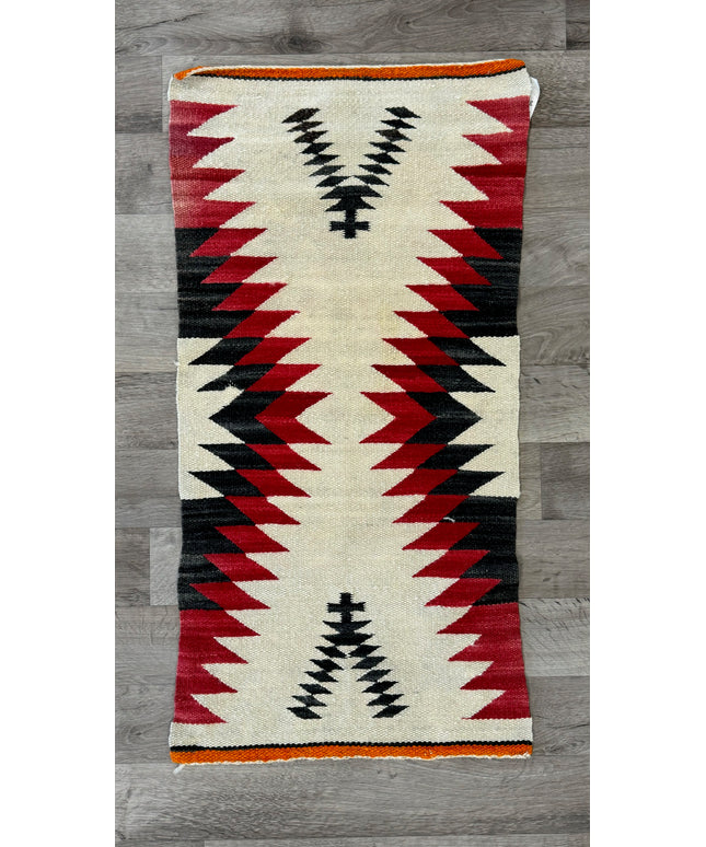 1'5" x 2'11" Antique Hand-Woven Wool Navajo Gallup Throw Rug