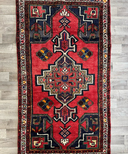 3'3" x 6' Vintage Hand-knotted Wool Oriental Rug