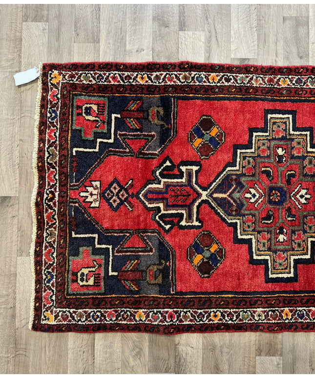 3'3" x 6' Vintage Hand-knotted Wool Oriental Rug