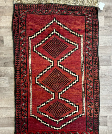 2'10"x4'6" Vintage Azerbaijan Design Hand-Knotted Wool Rug