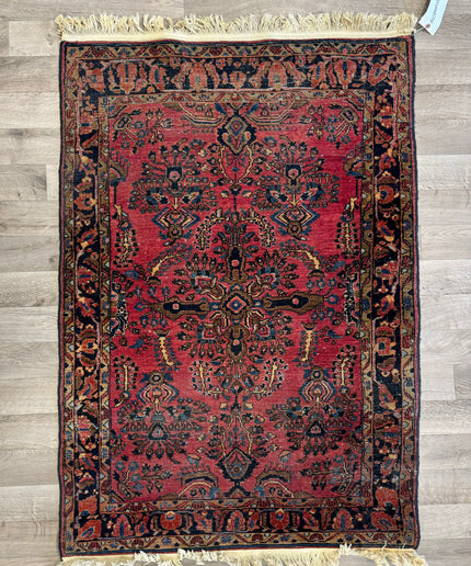 3'4" x 4'9" Vintage Hand-knotted Wool Oriental Rug