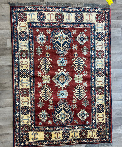 4'x5'6" Afghan Kazakh Tribal Accent Rug