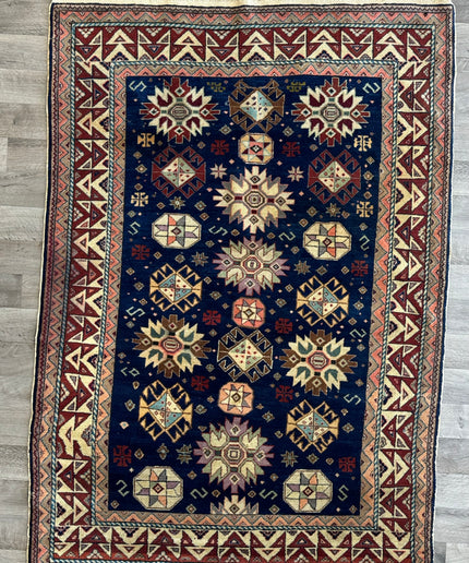 3'11" x 5'8" Vintage Hand-knotted Wool Oriental Rug