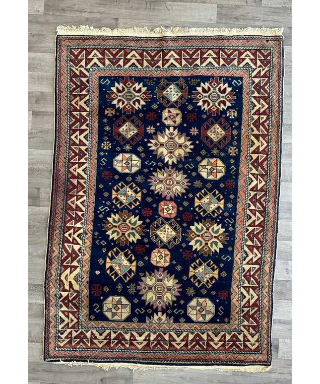 3'11" x 5'8" Vintage Hand-knotted Wool Oriental Rug