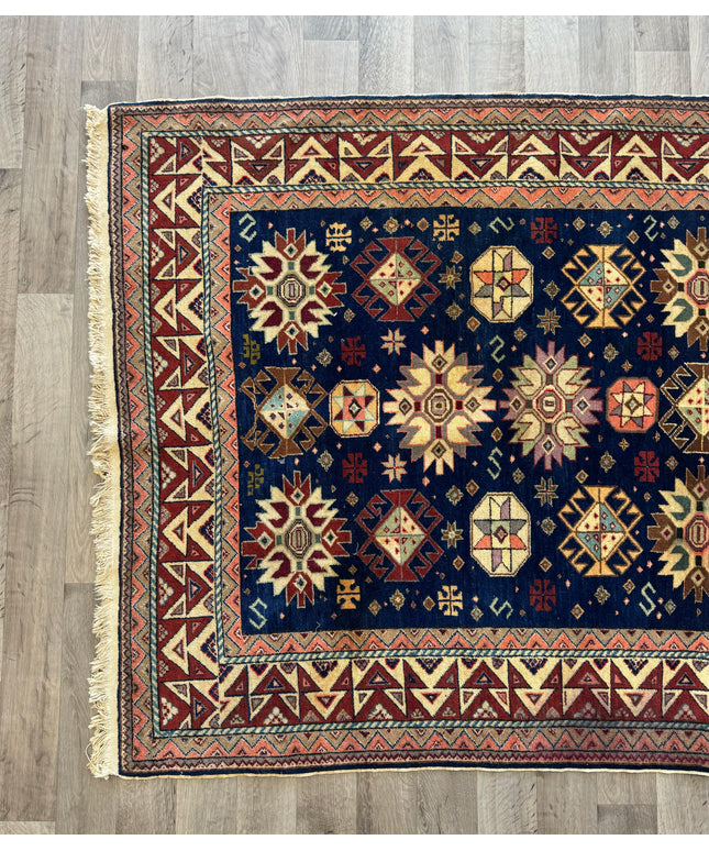 3'11" x 5'8" Vintage Hand-knotted Wool Oriental Rug