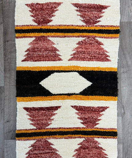 1'6" x 5'11" Antique Hand-Woven Wool Navajo Gallup Throw Rug